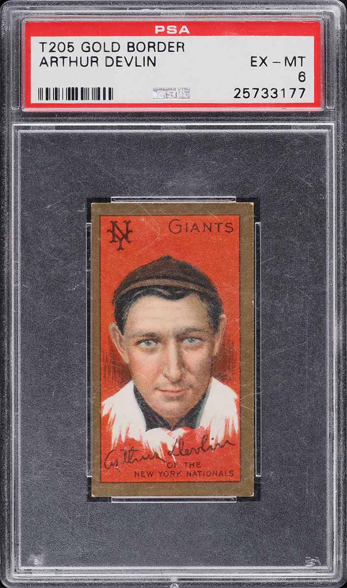 1911 T205 Gold Border Arthur Devlin PSA 6 EXMT