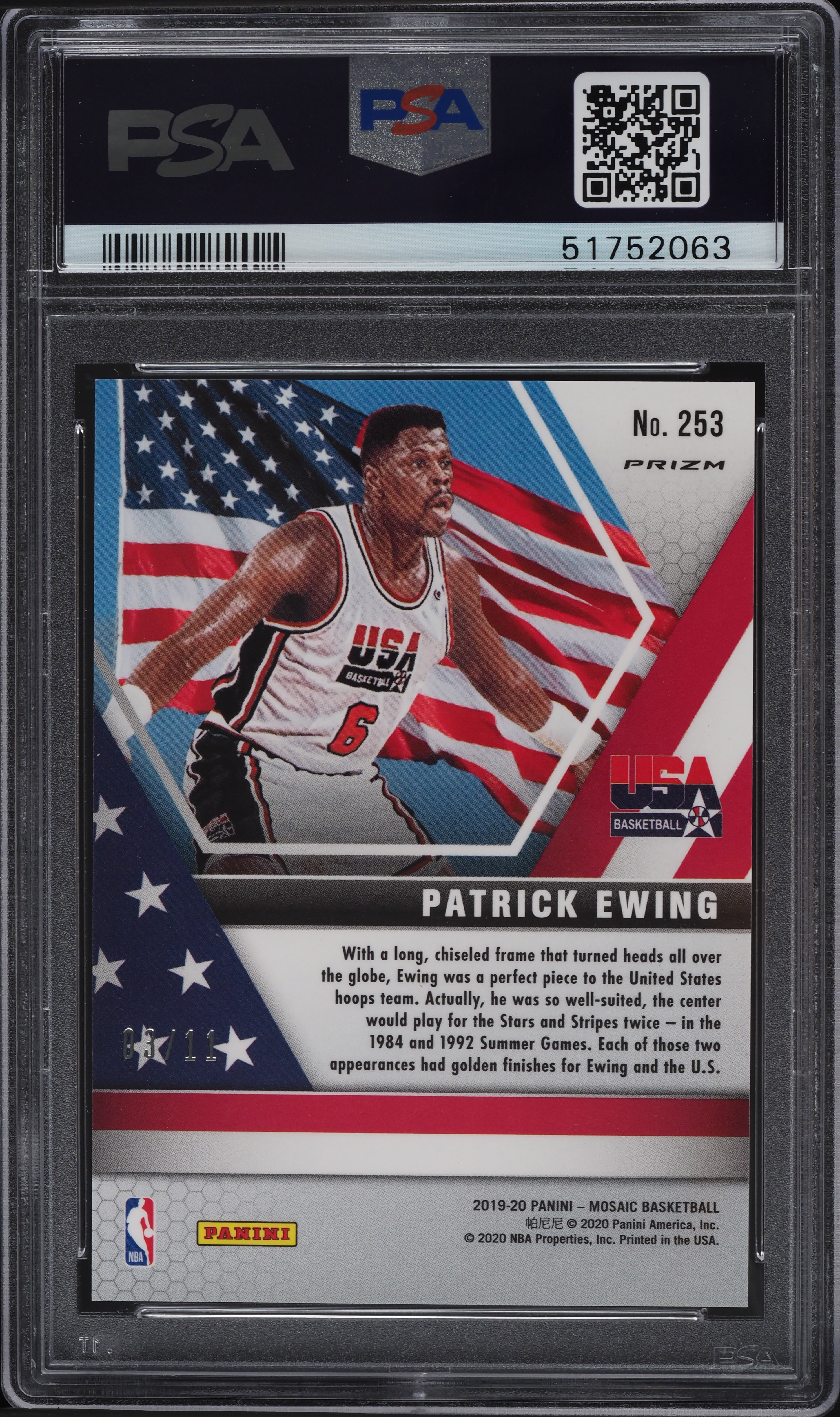 2019 Panini Mosaic Pink Swirl Patrick Ewing /11 #253 PSA 10 GEM