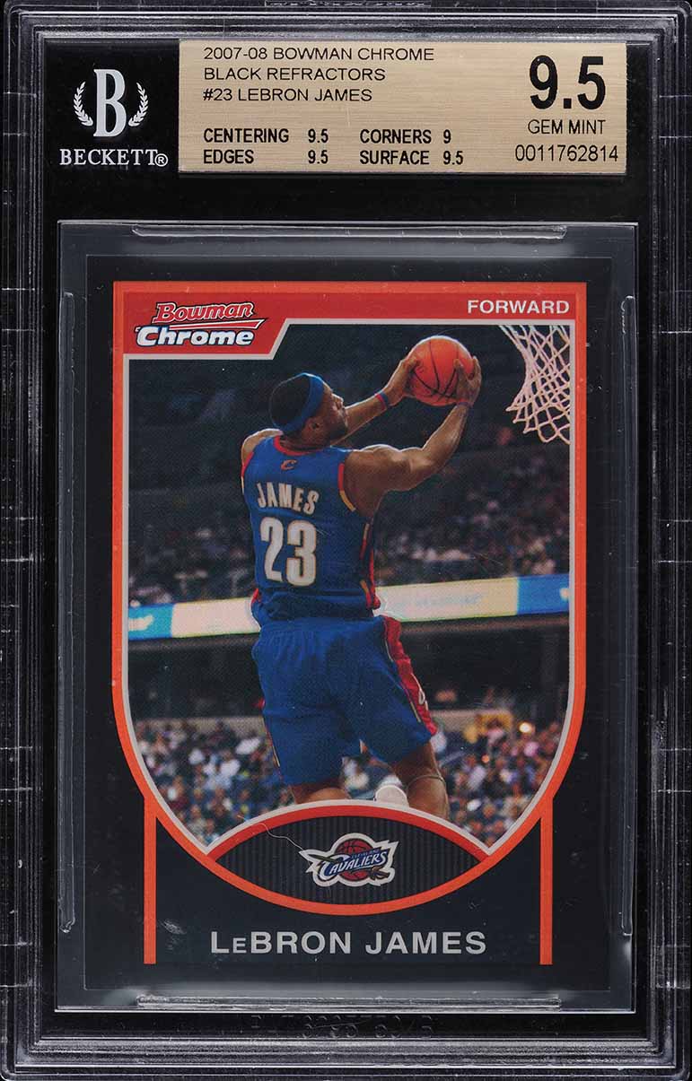 2007 Bowman Chrome Black Refractor LeBron James /199 #23 BGS 9.5 GEM MINT