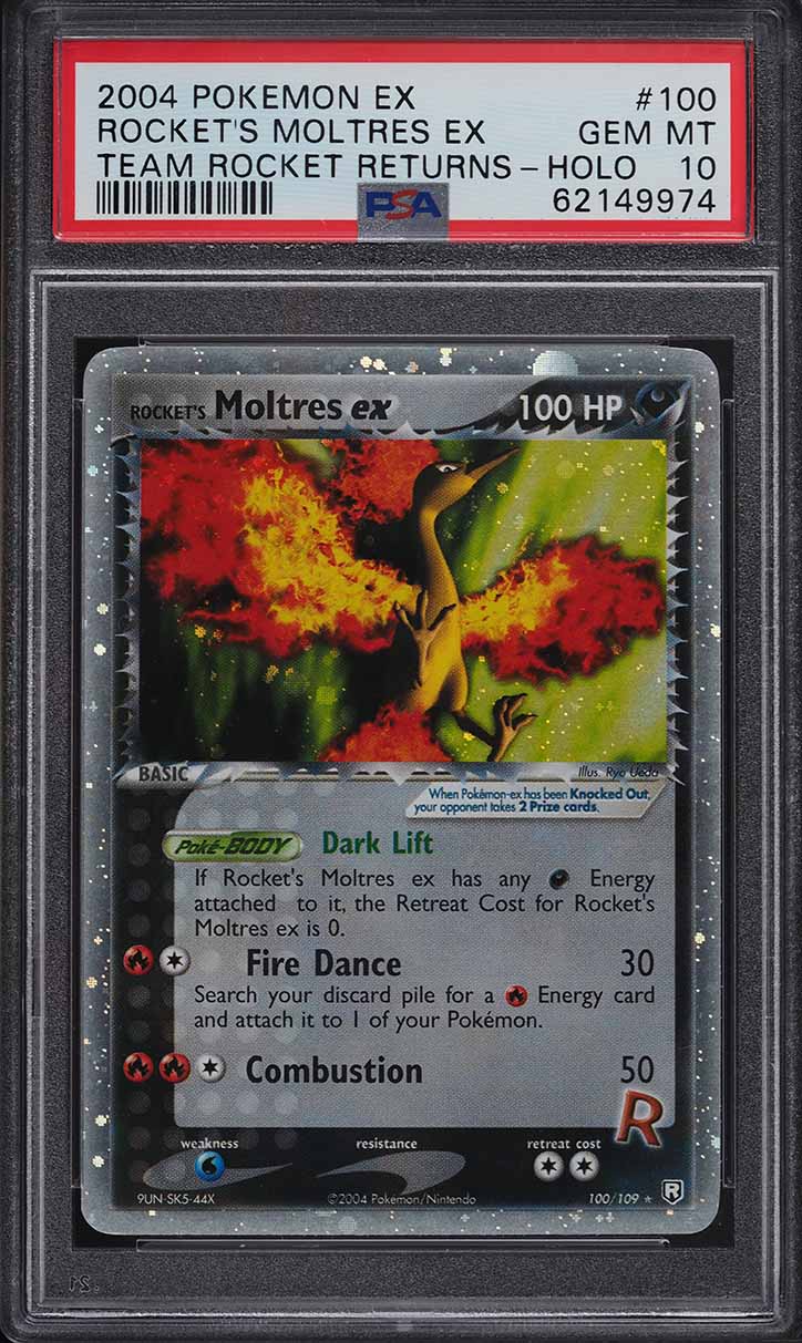 2004 Pokemon EX Team Rocket Returns Holo Rocket's Moltres ex #100 PSA 10 GEM