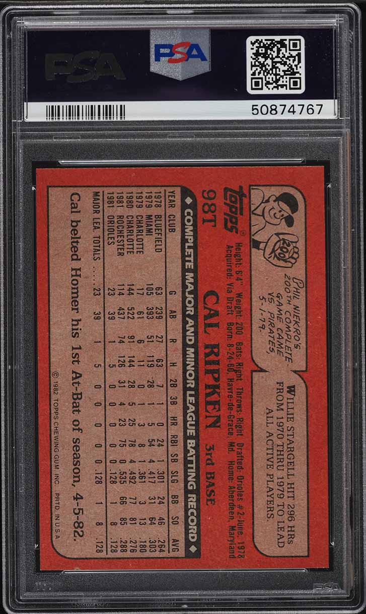 1982 Topps Traded Cal Ripken Jr. ROOKIE #98T PSA 9 MINT