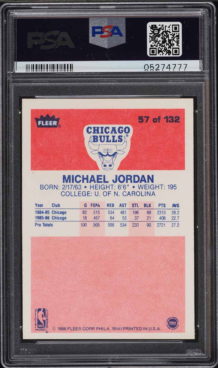 1986 Fleer Basketball Michael Jordan ROOKIE #57 PSA 9 MINT