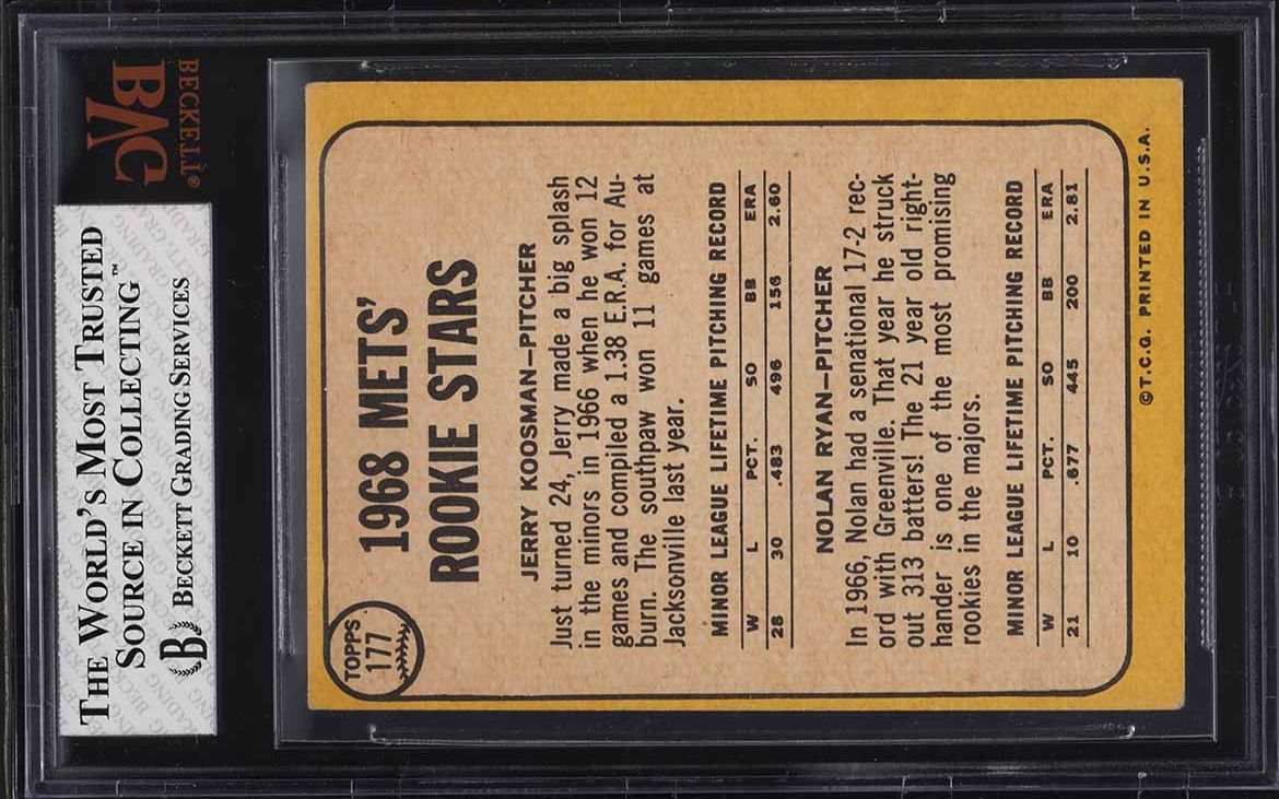 1968 Topps Milton Bradley Nolan Ryan ROOKIE #177 BGS 5 EX