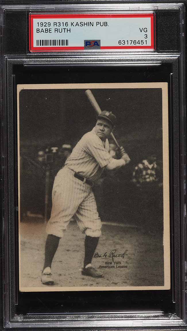 1929 R316 Kashin Publications Babe Ruth PSA 3 VG