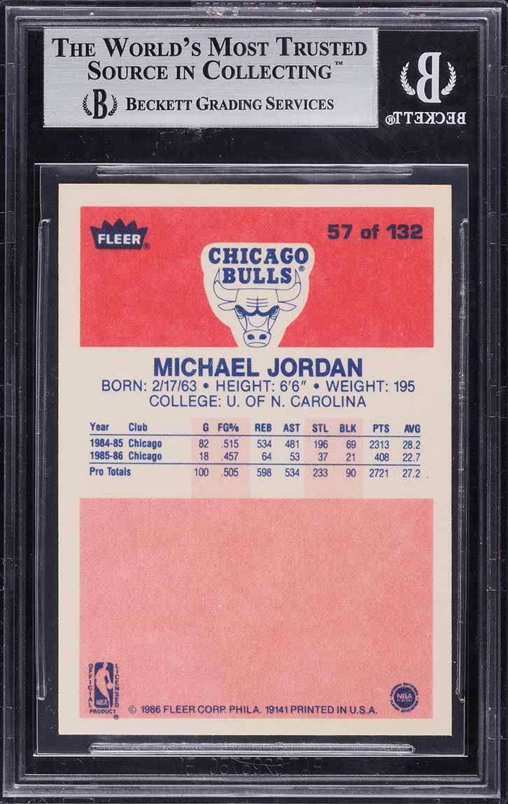 1986 Fleer Basketball Michael Jordan ROOKIE #57 BGS 8.5 NM-MT+