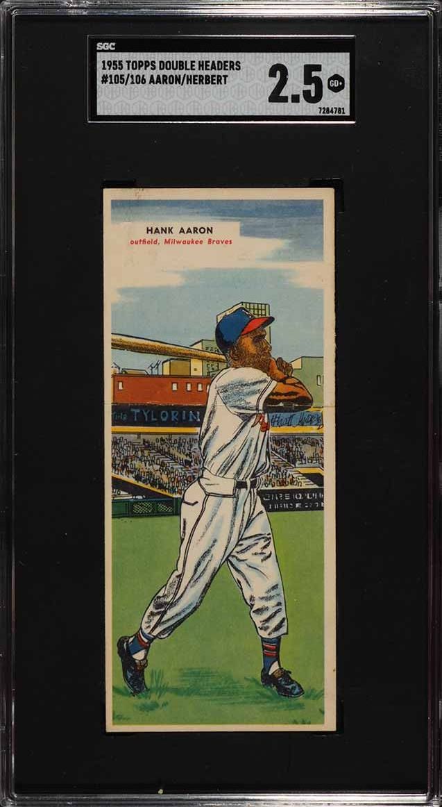 1955 Topps Double Headers Hank Aaron Ray Herbert #105/106 SGC 2.5 GD+