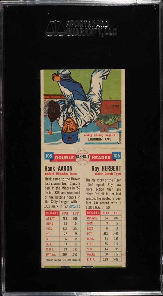 1955 Topps Double Headers Hank Aaron Ray Herbert #105/106 SGC 2.5 GD+