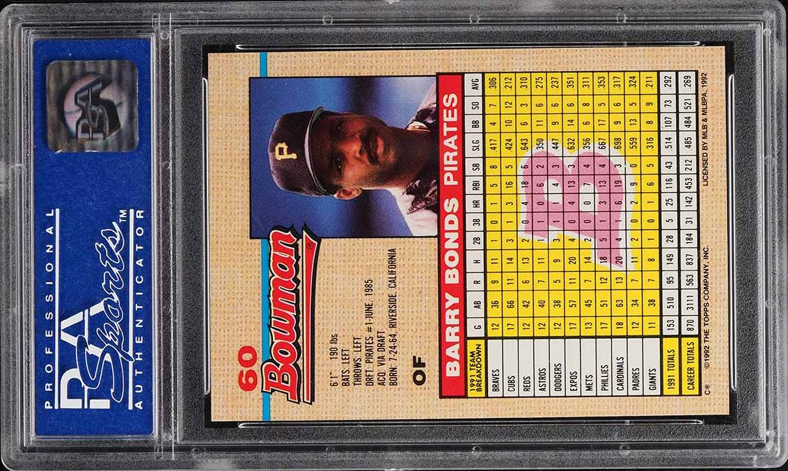 1992 Bowman Barry Bonds #60 PSA 9 MINT
