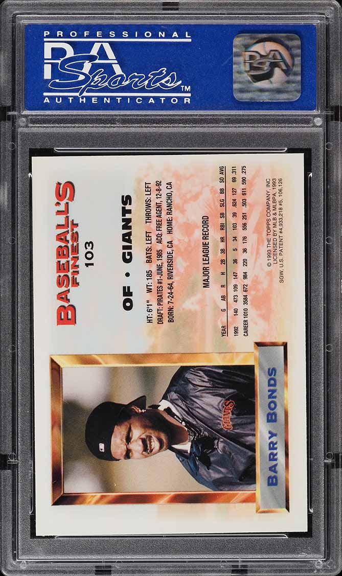 1993 Finest Barry Bonds #103 PSA 8 NM-MT