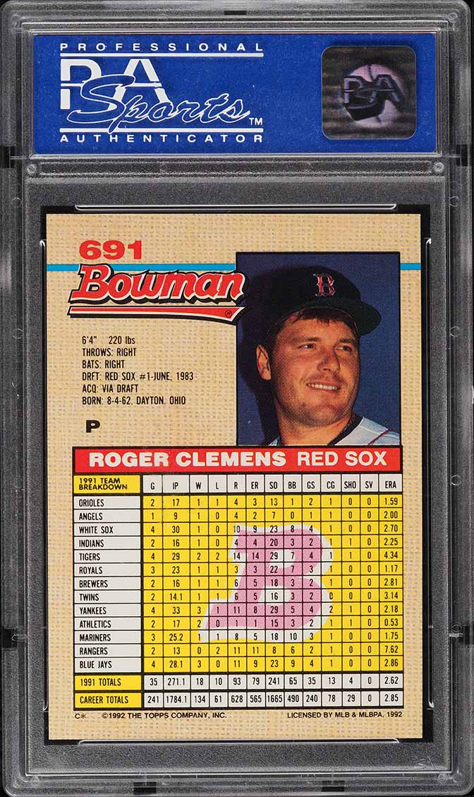 1992 Bowman Roger Clemens #691 PSA 9 MINT