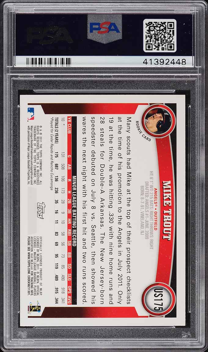 2011 Topps Update Diamond Anniversary Mike Trout ROOKIE RC PSA 10 GEM MINT