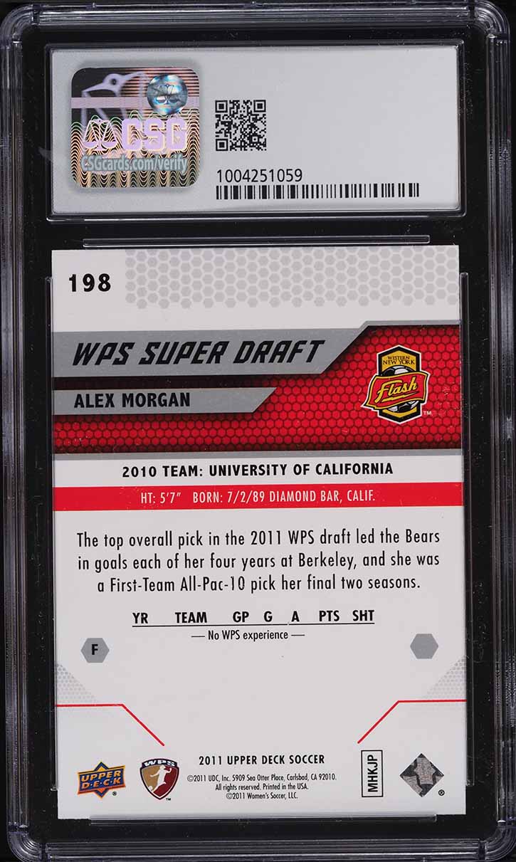 2011 Upper Deck MLS WPS Super Draft Alex Morgan ROOKIE #198 CSG 9.5 GEM MINT