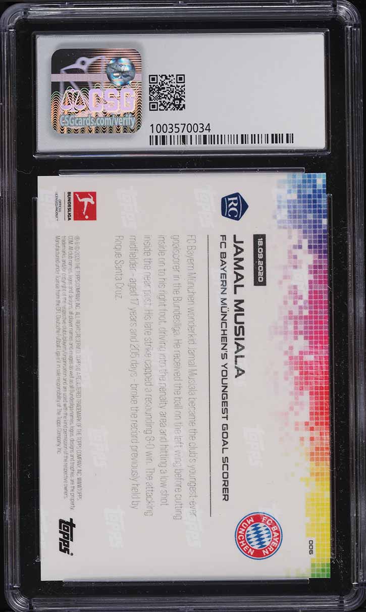 2020 Topps Now Bundesliga Jamal Musiala ROOKIE #6 CSG 8.5 NM-MT+