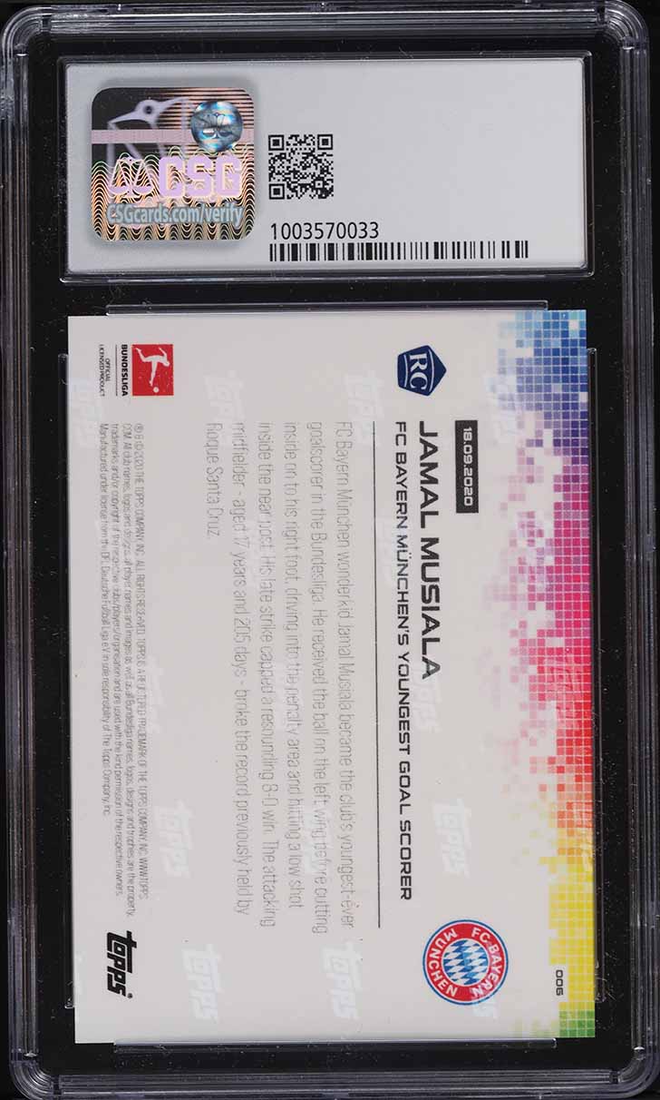 2020 Topps Now Bundesliga Jamal Musiala ROOKIE #6 CSG 9 MINT