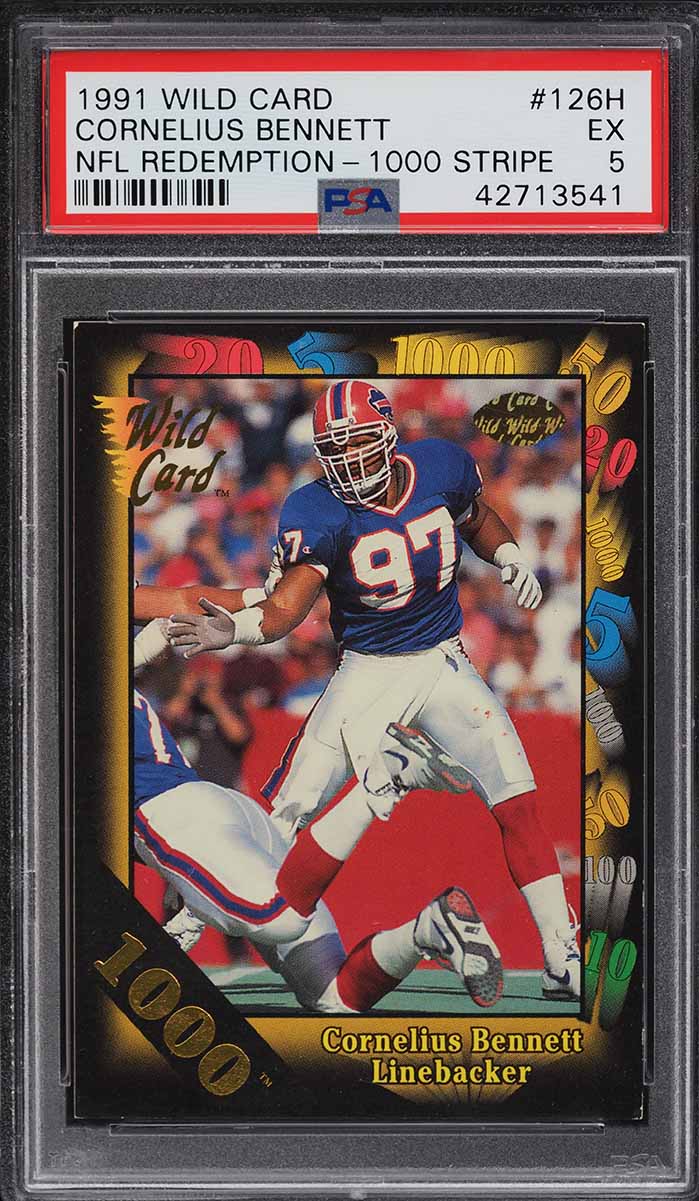 1991 Wild Card Nfl Redemption 1000 Stripe Cornelius Bennett #126H PSA 5 EX