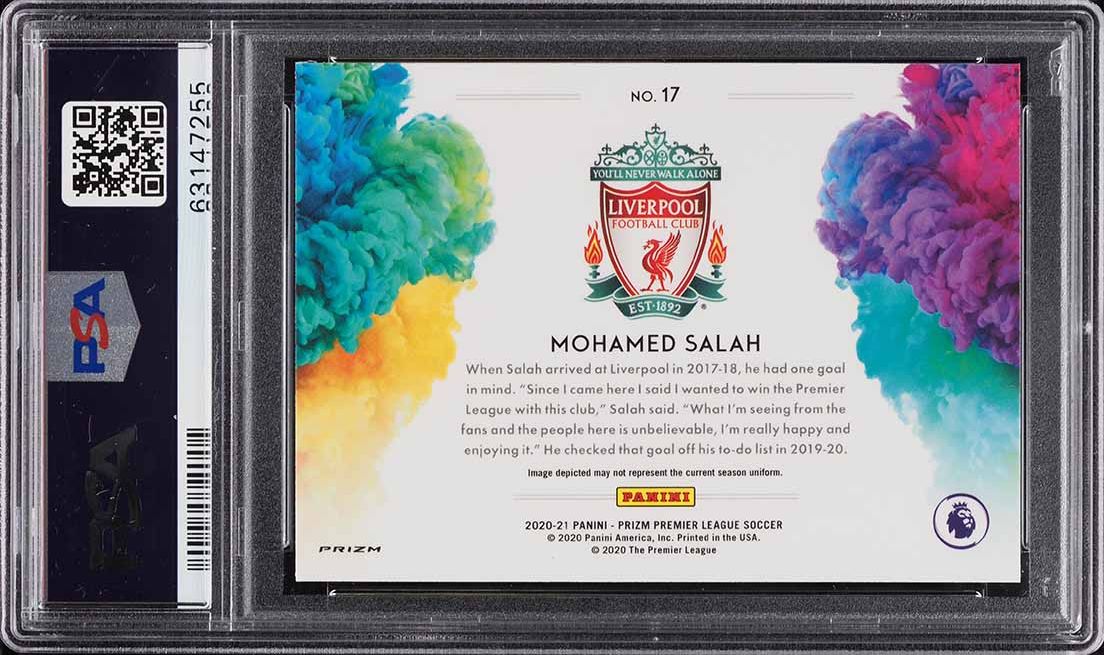 2020 Panini Prizm Premier League Color Blast Mohamed Salah #17 PSA 10 GEM MINT