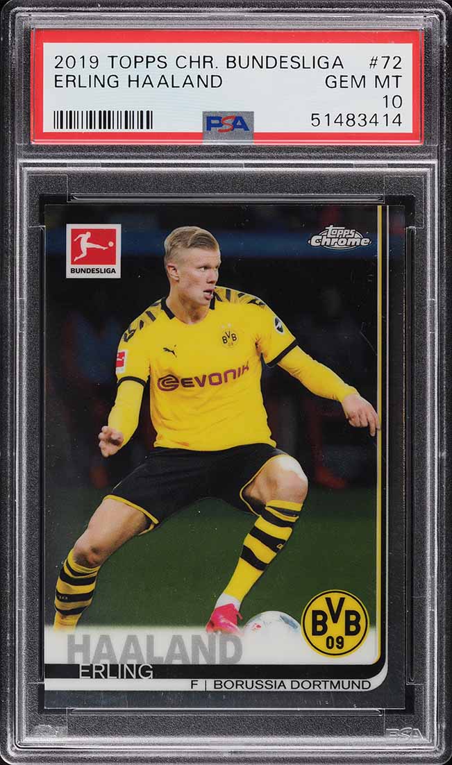 2019 Topps Chrome Bundesliga Erling Haaland ROOKIE RC #72 PSA 10 GEM MINT