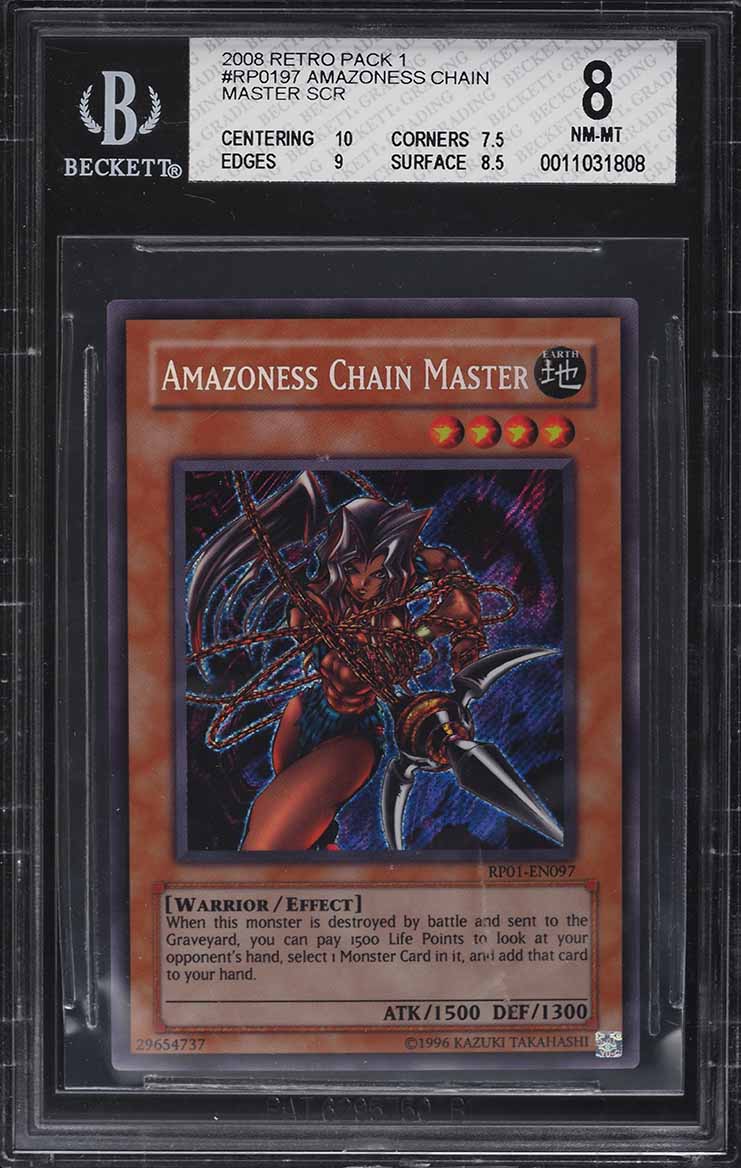 yugioh cards amazoness 2008 Yu-Gi-Oh Retro Pack 1 Amazoness Chain Master #RP01-EN097 BGS 8 NM-MT  on Fanatics Collect