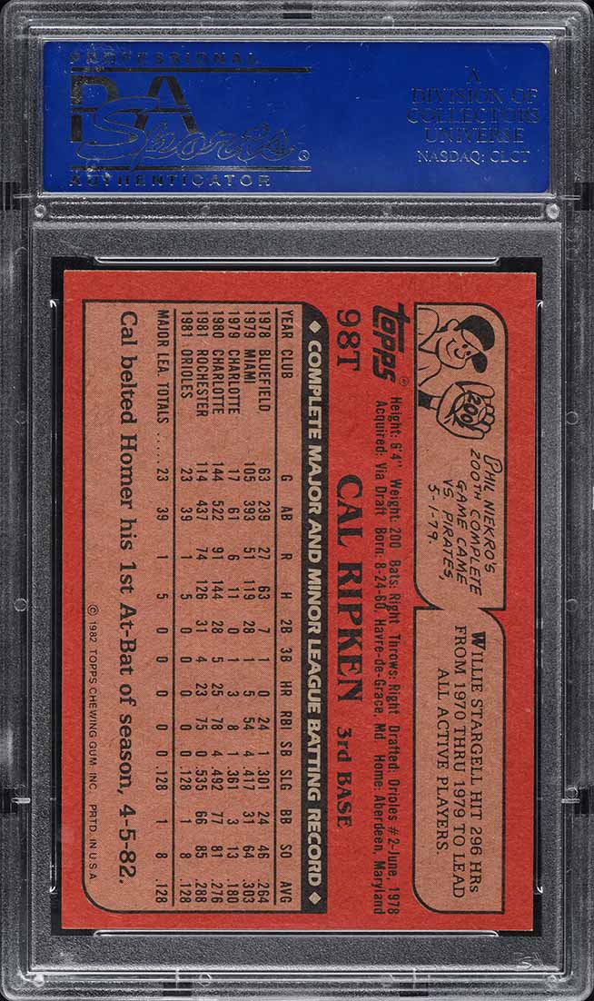1982 Topps Traded Cal Ripken Jr. ROOKIE #98T PSA 9 MINT