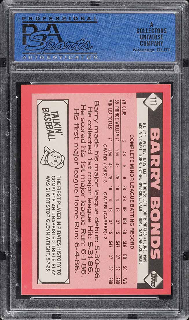 1986 Topps Traded Tiffany Barry Bonds ROOKIE #11T PSA 10 GEM MINT