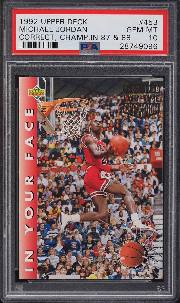1992 Upper Deck Champ In '87 & '88 Michael Jordan #453 PSA 10 GEM MINT