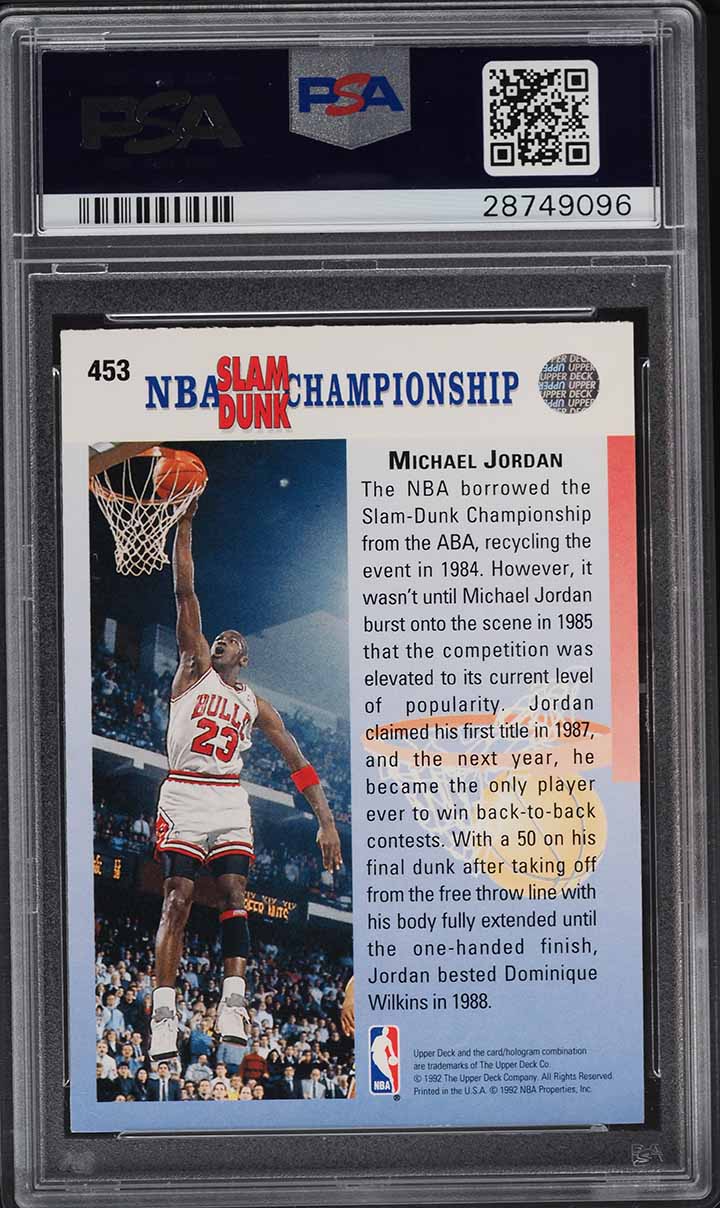 1992 Upper Deck Champ In '87 & '88 Michael Jordan #453 PSA 10 GEM MINT