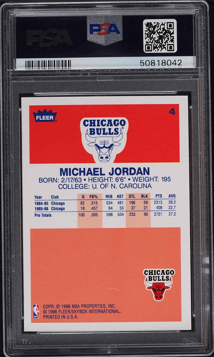 1996 Fleer Decade Of Excellence Michael Jordan #4 PSA 10 GEM MINT