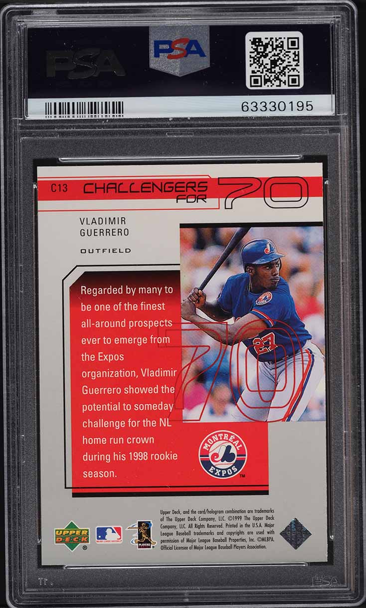 1999 Upper Deck Challengers For 70 Inserts Vladimir Guerrero #C13 PSA 10 GEM