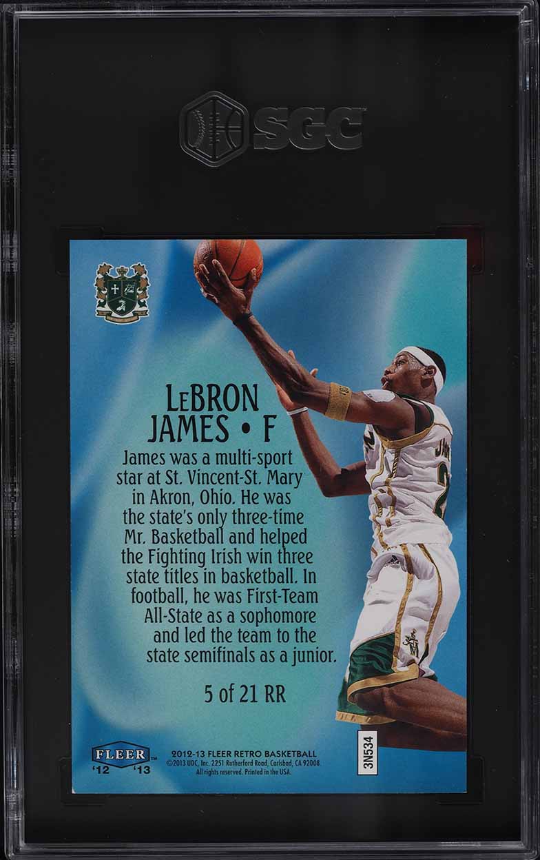 2012 Fleer Retro '99 Mystique Raise The Roof LeBron James /100 #5RR SGC 8.5