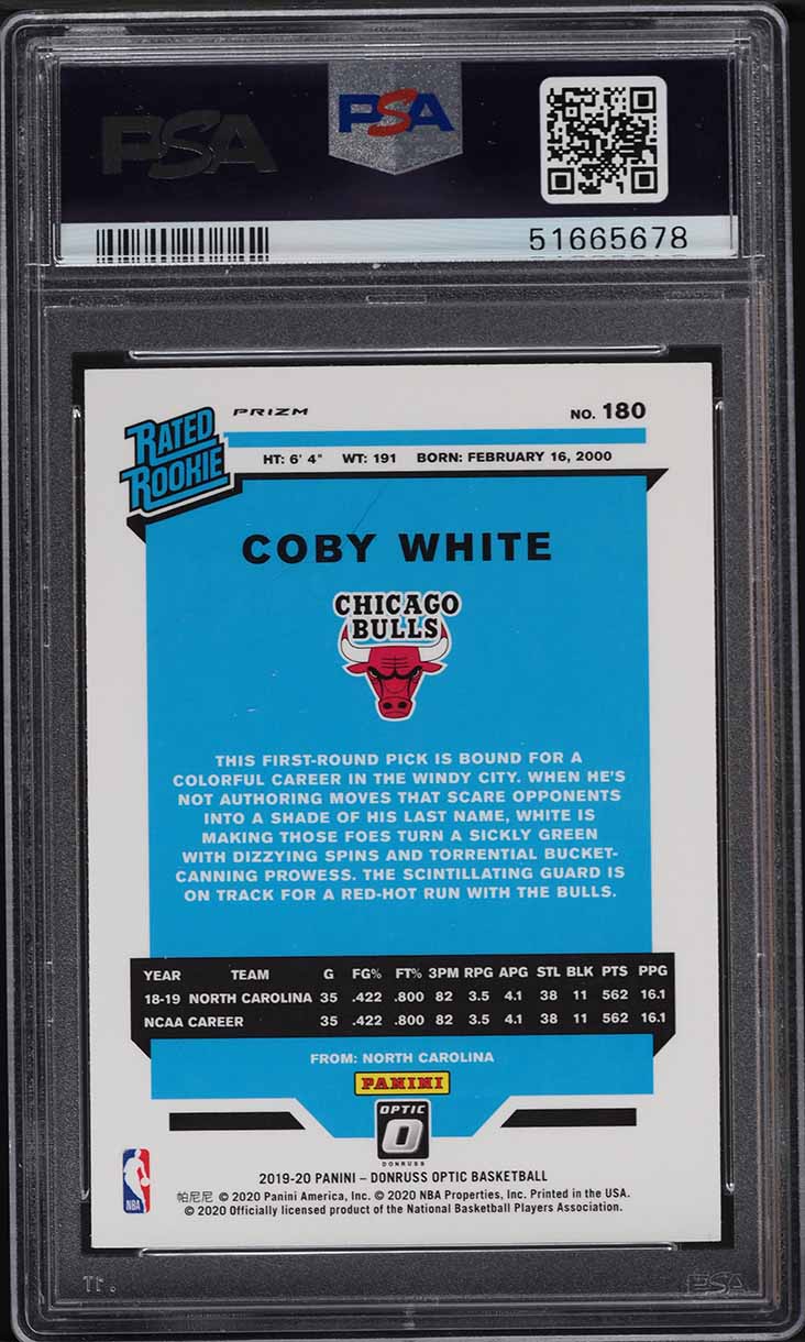 2019 Donruss Optic Hyper Pink Coby White ROOKIE RC #180 PSA 10 GEM MINT