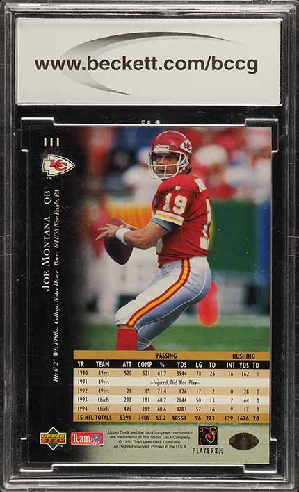 1995 Upper Deck Football Joe Montana #111 BCCG 9