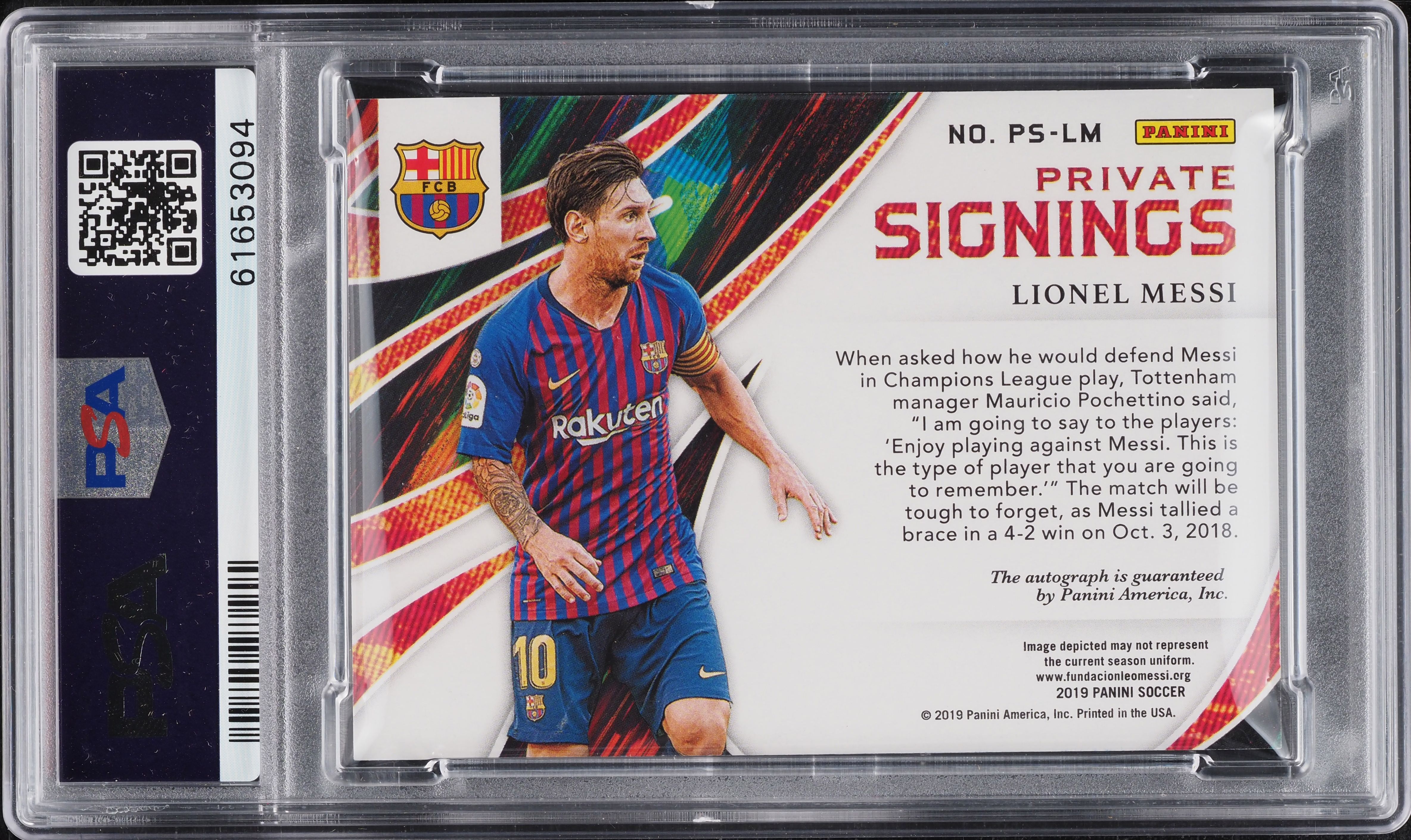 2020 Panini Obsidian Private Signings Lionel Messi AUTO #PSLM PSA