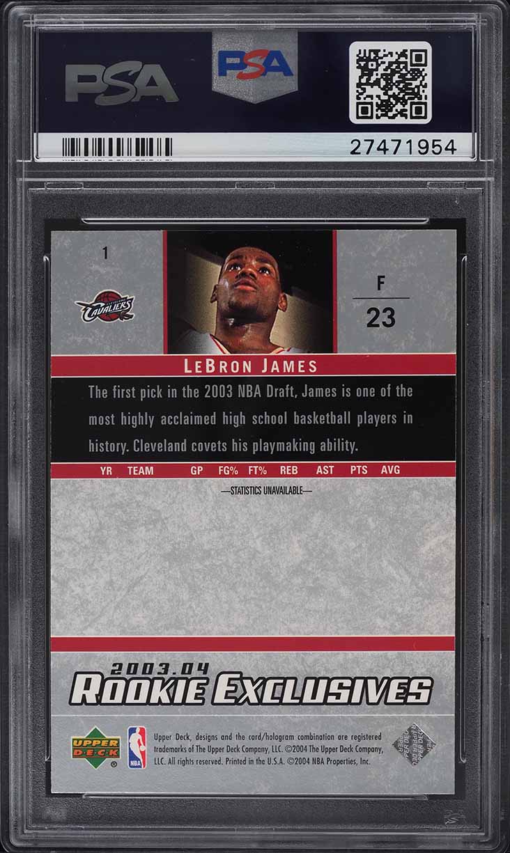 2003 Upper Deck Exclusives LeBron James ROOKIE #1 PSA 10 GEM MINT