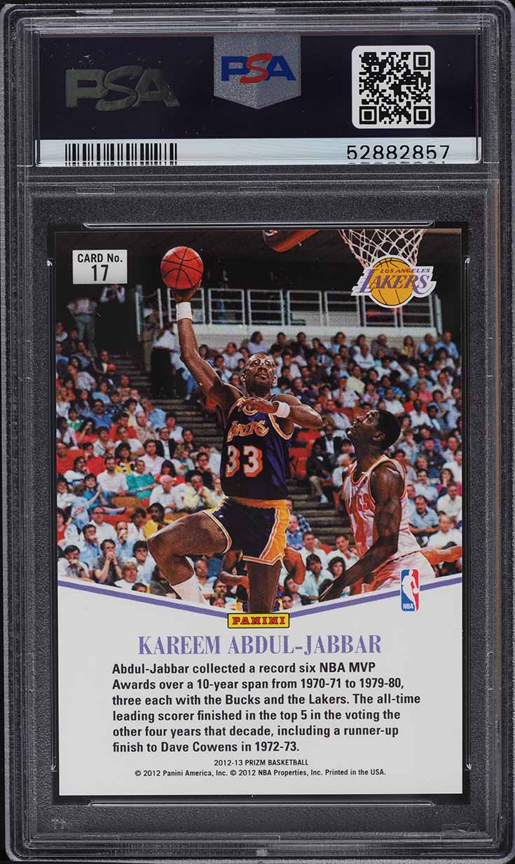 2012 Panini Prizm Most Valuable Players Prizm Kareem Abdul-Jabbar #17 PSA 9 MINT