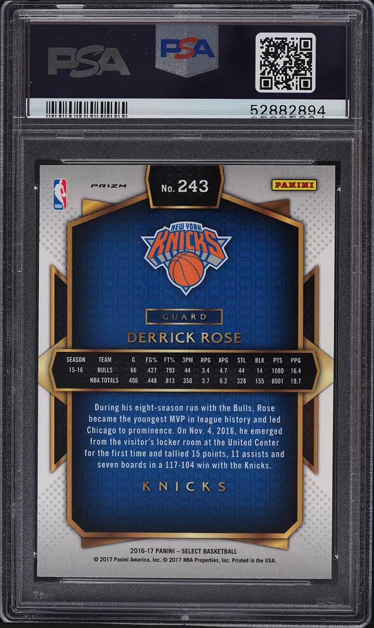2016 Select Courtside Silver Derrick Rose #243 PSA 10 GEM MINT on 