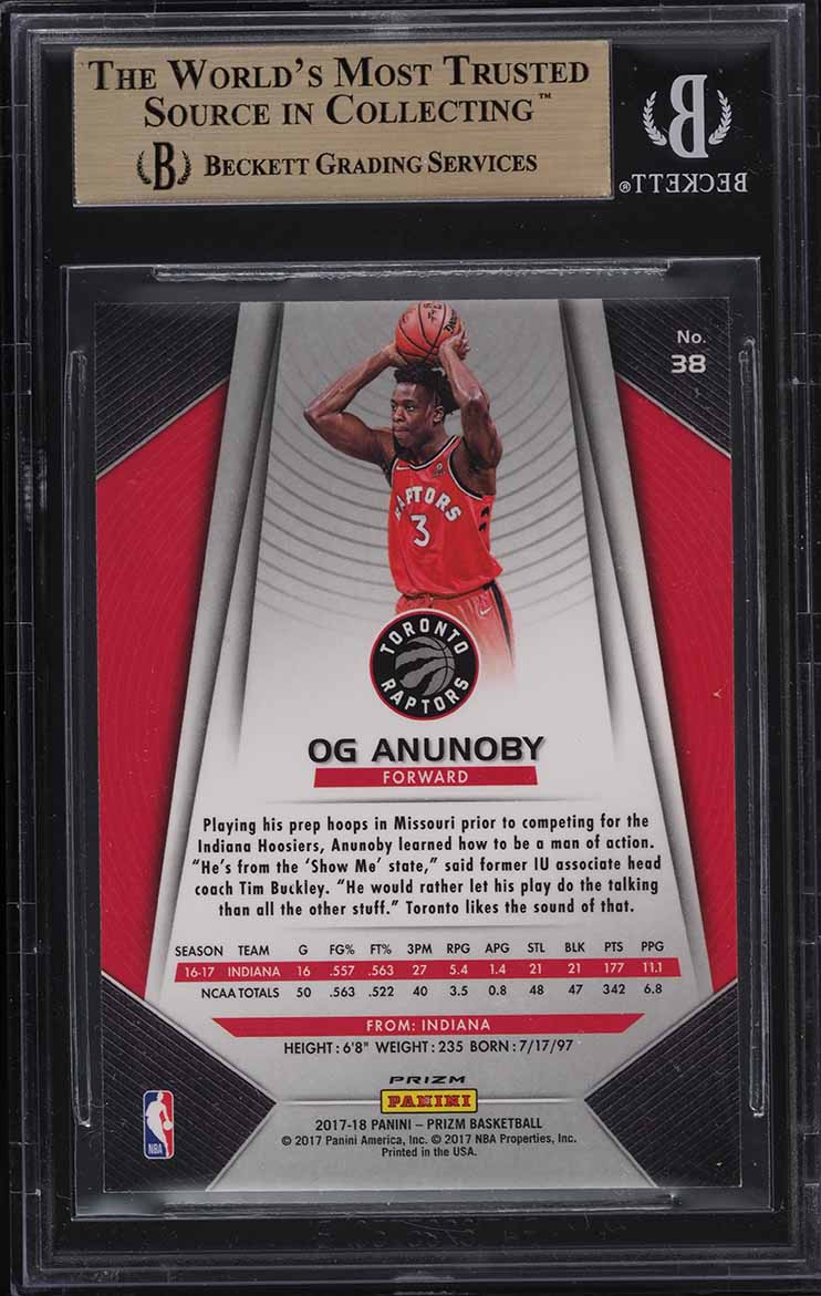 2017 Panini Prizm Silver OG Anunoby ROOKIE RC #38 BGS 9.5 GEM MINT
