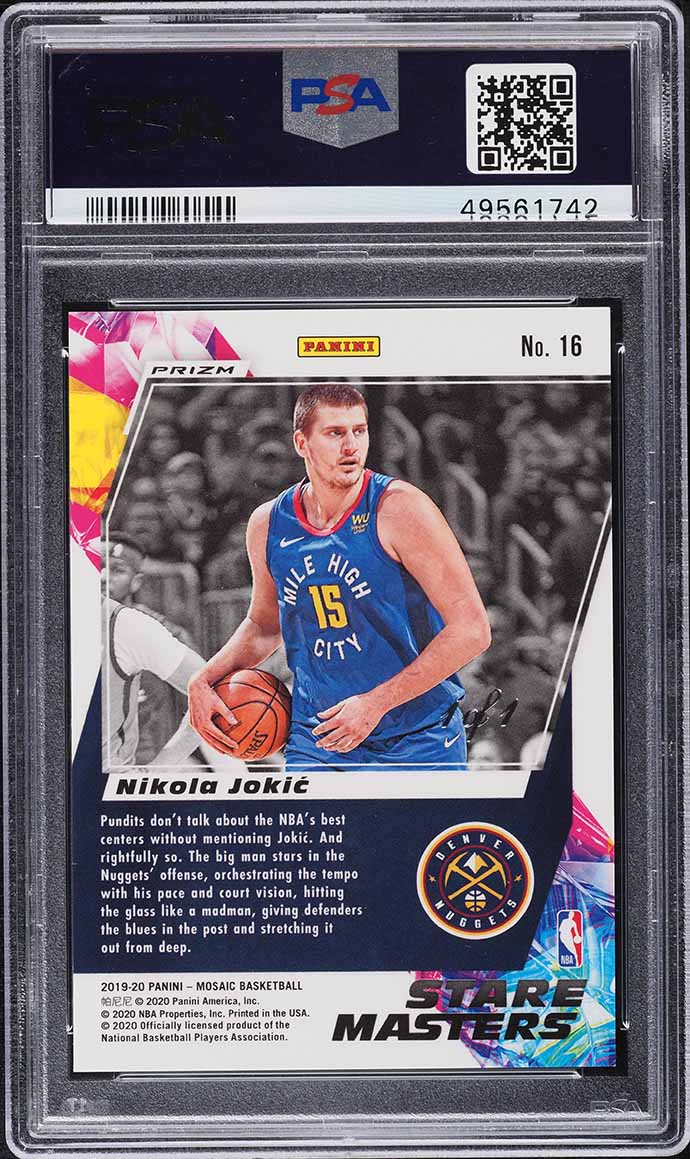 2019 Panini Mosaic Stare Masters Black Prizm Nikola Jokic 1/1 #16 PSA 9 MINT