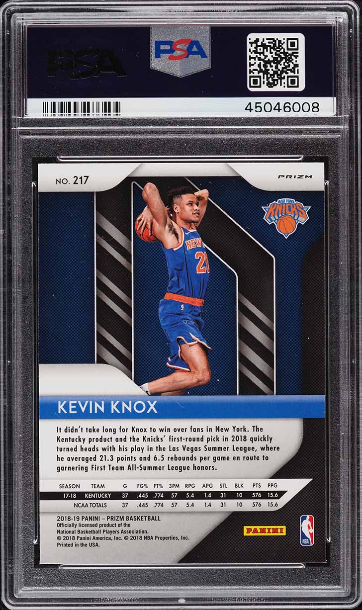 2018 Panini Prizm Silver Kevin Knox ROOKIE #217 PSA 10 GEM MINT