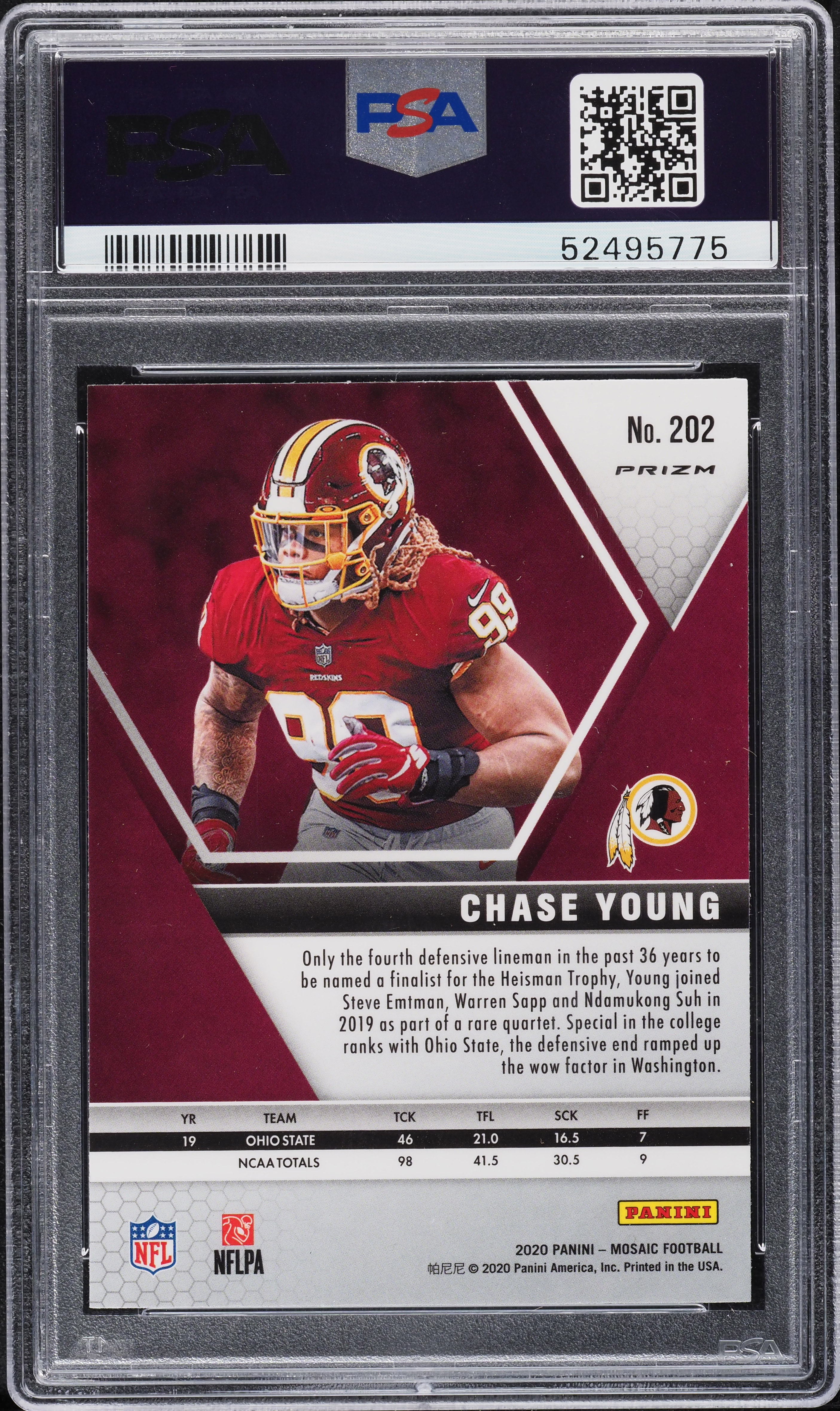2020 Panini Mosaic Red Chase Young ROOKIE RC #202 PSA 10 GEM MINT 