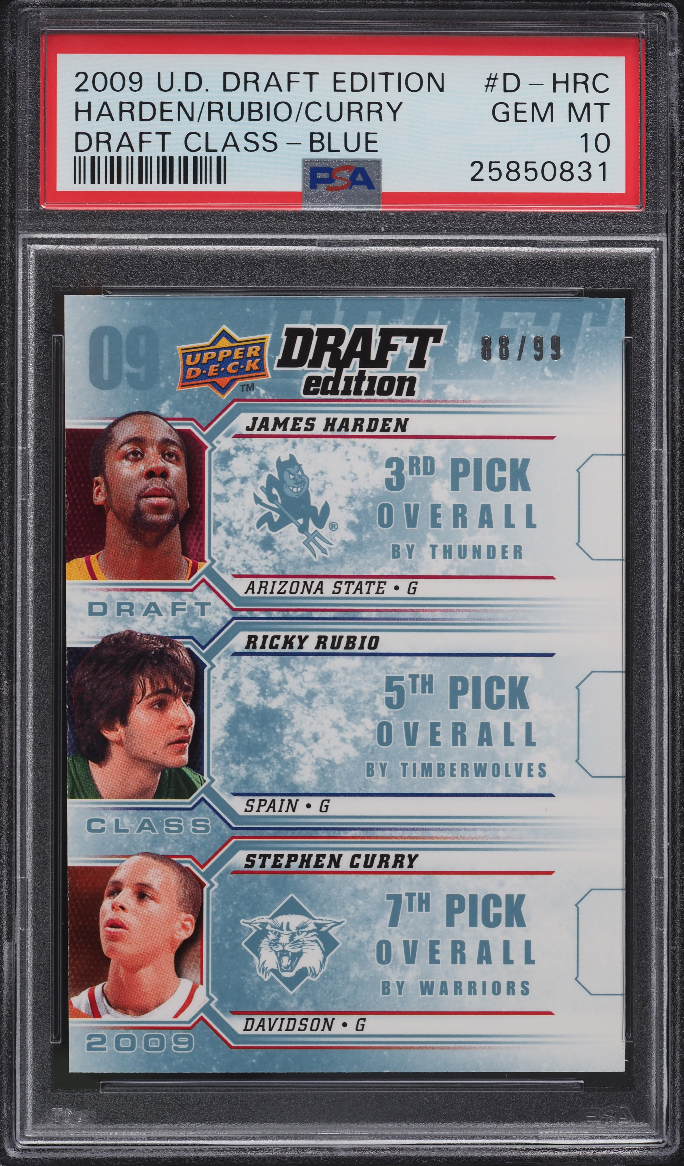 2009 UD Draft Edition Blue Stephen Curry James Harden ROOKIE /99
