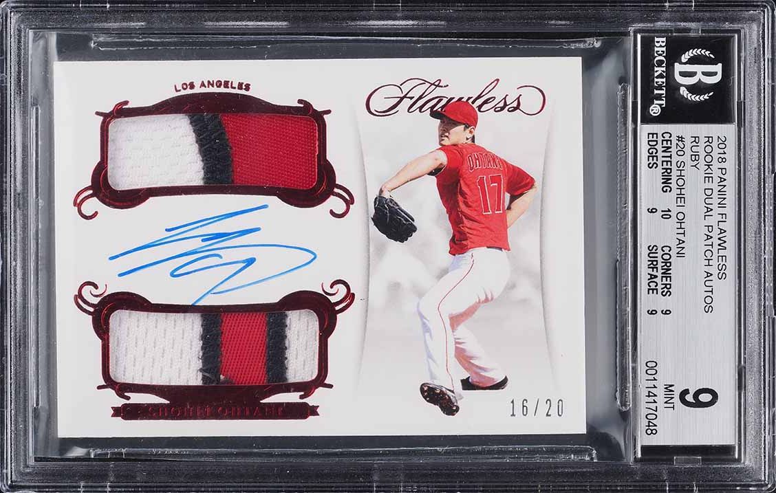 2018 Panini Flawless Ruby Shohei Ohtani ROOKIE PATCH AUTO /20 #RDP-SO BGS 9 MINT