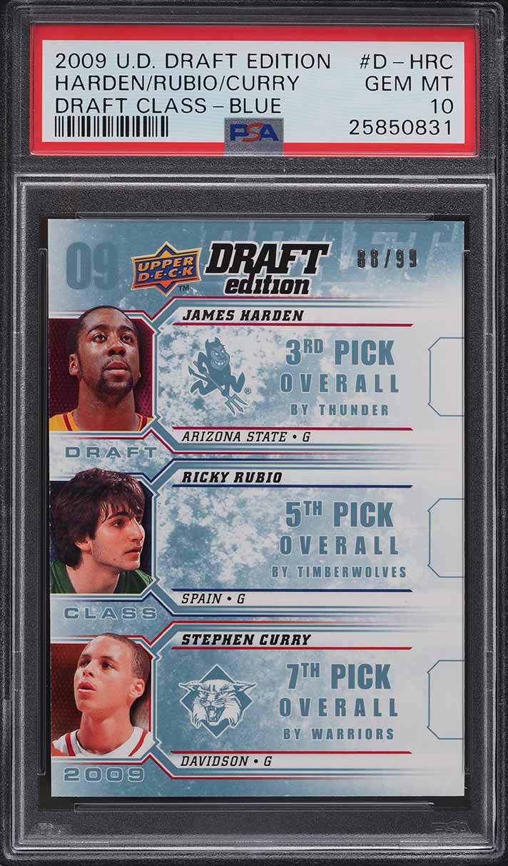 2009 UD Draft Edition Blue Stephen Curry James Harden ROOKIE /99 #D-HRC PSA 10