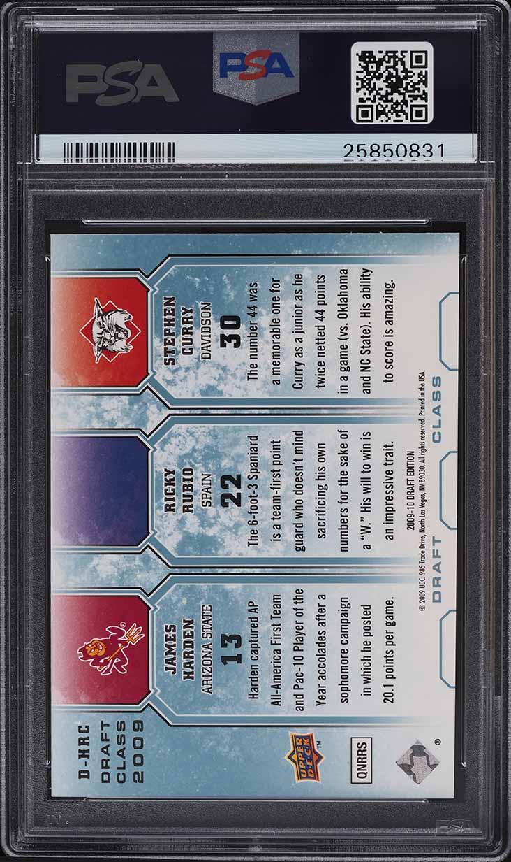 2009 UD Draft Edition Blue Stephen Curry James Harden ROOKIE /99 #D-HRC PSA 10
