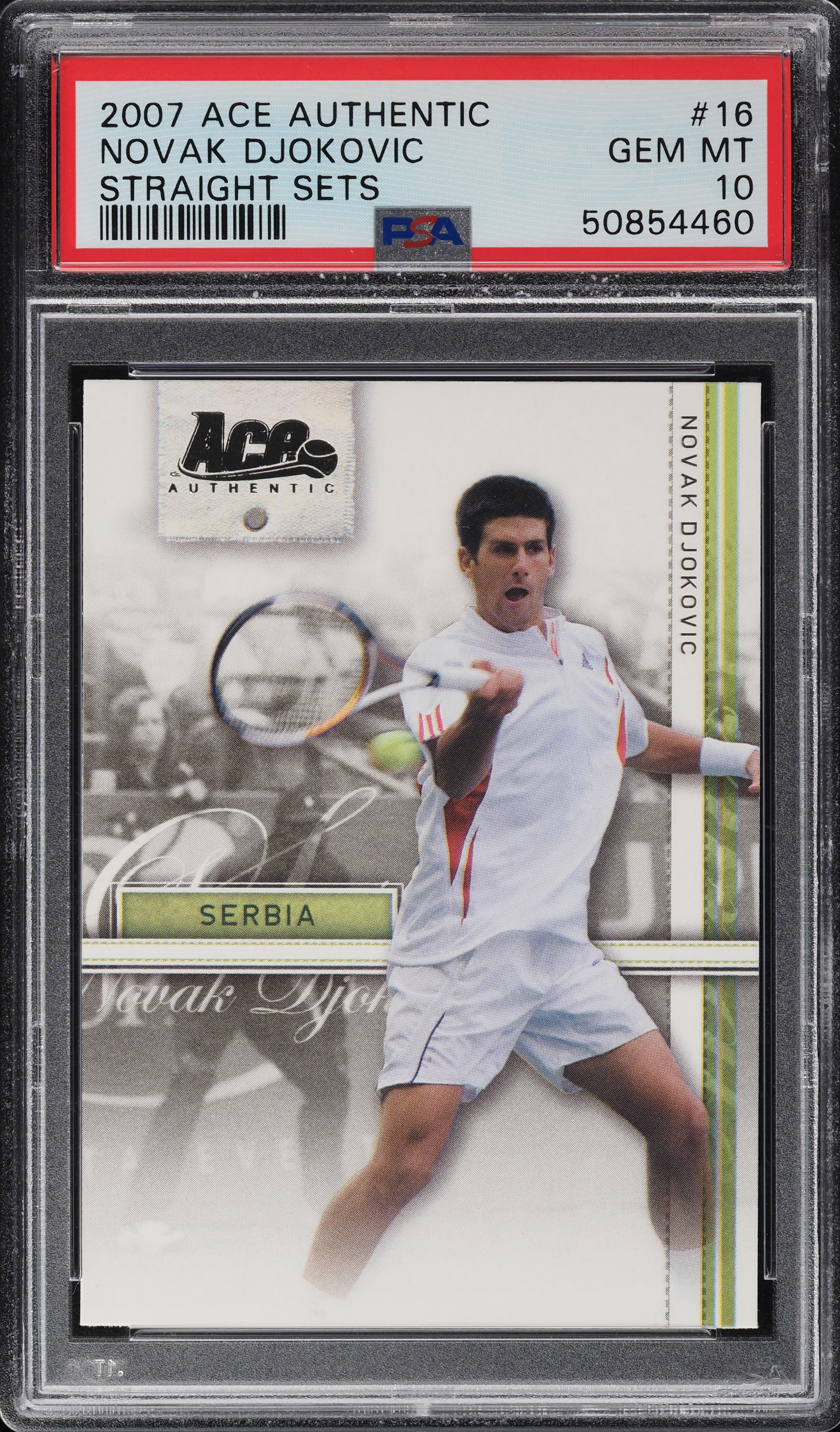 2007 Ace Authentic Straight Sets Novak Djokovic #16 PSA 10 GEM