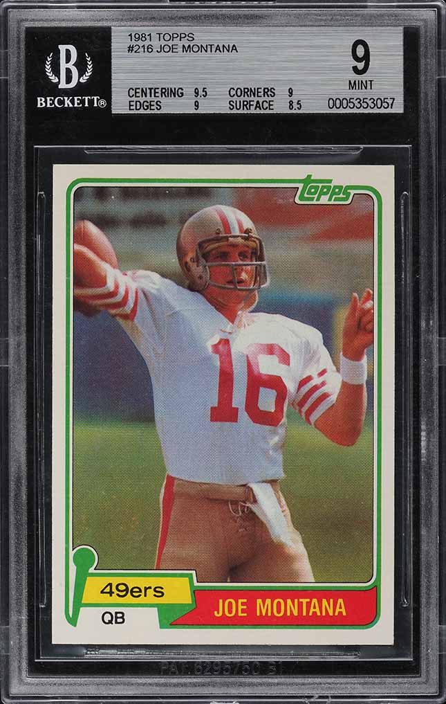 1981 Topps Football Joe Montana ROOKIE #216 BGS 9 MINT