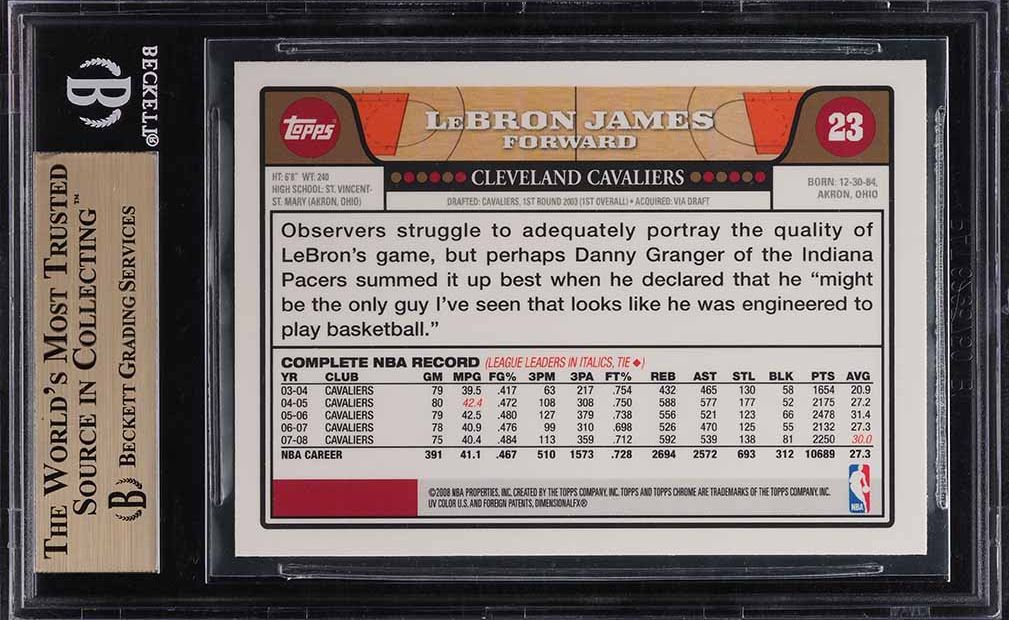 2008 Topps Chrome LeBron James #23 BGS 9.5 GEM MINT