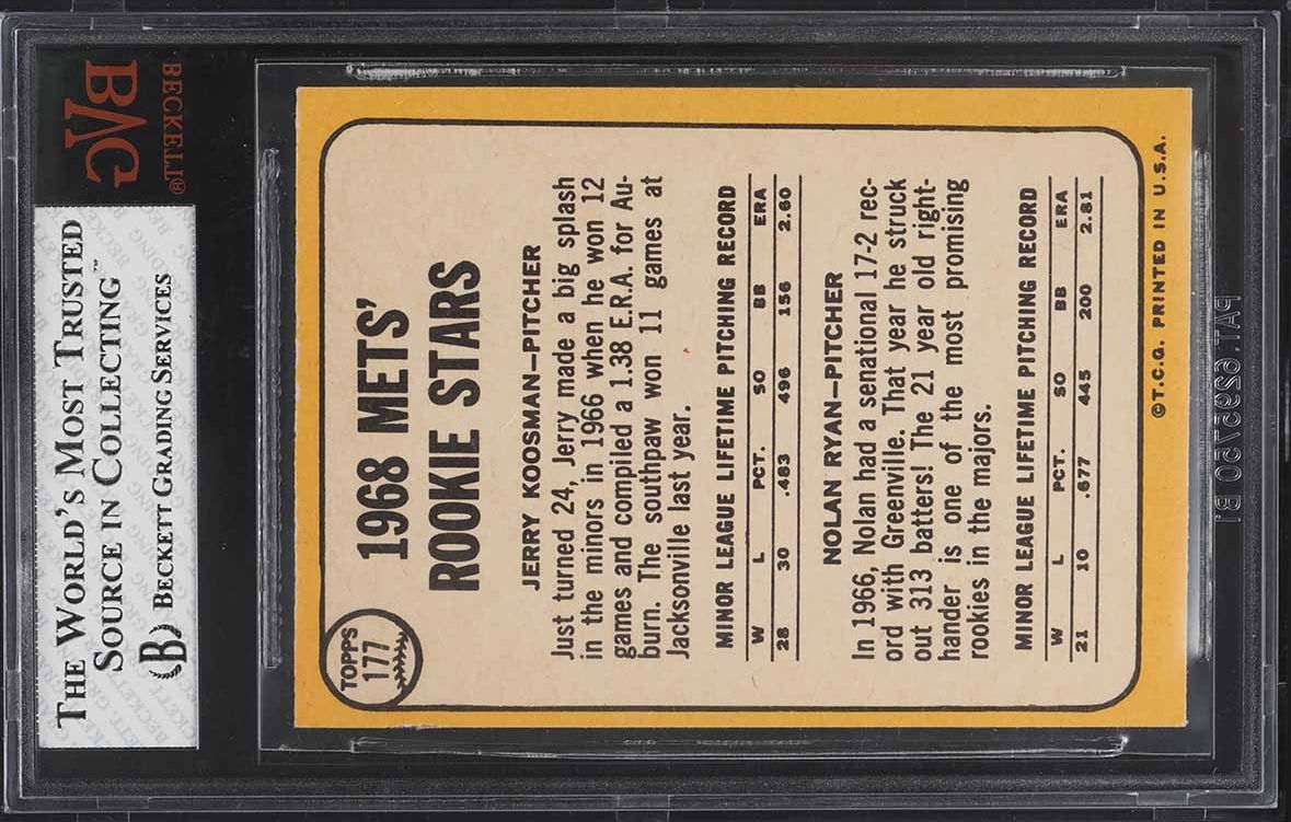 1968 Topps Nolan Ryan ROOKIE #177 BVG 7 NRMT