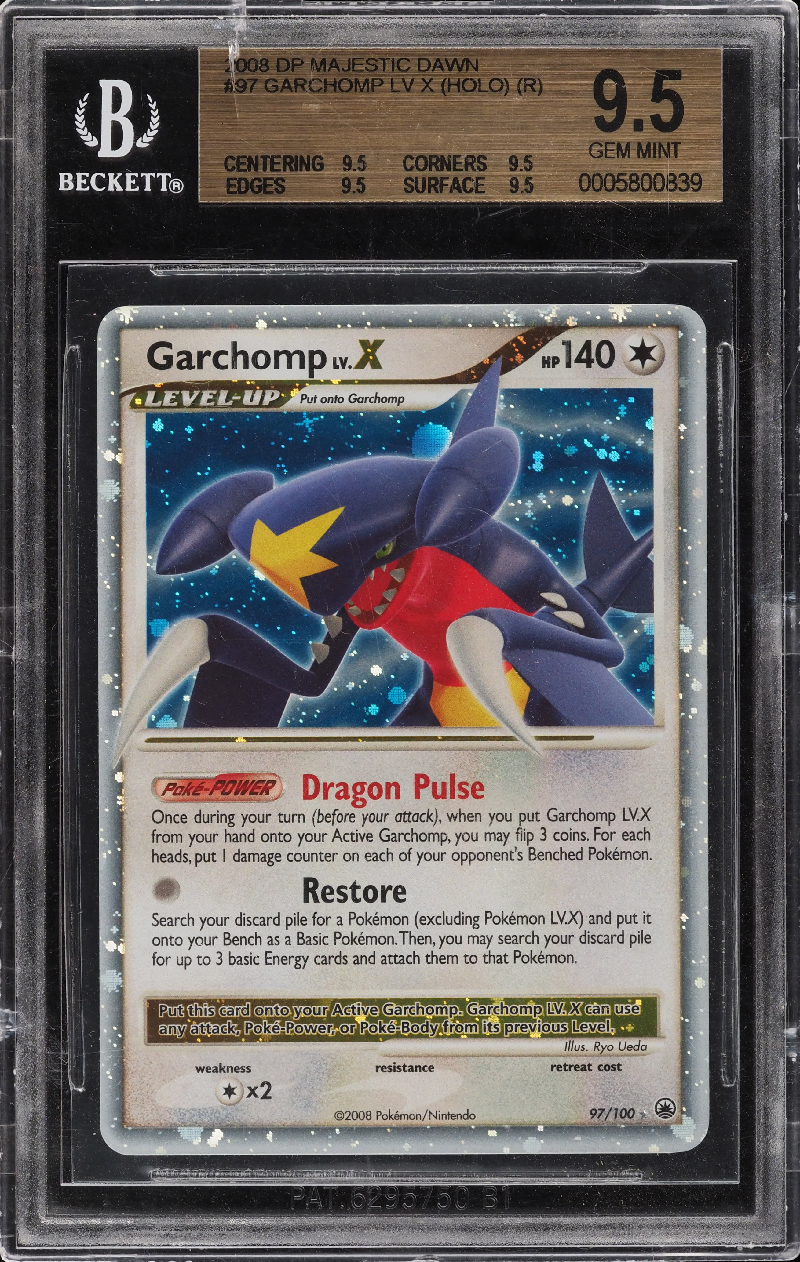 2008 Pokemon DP Majestic Dawn Holo Garchomp Lv X #97 BGS 9.5 GEM