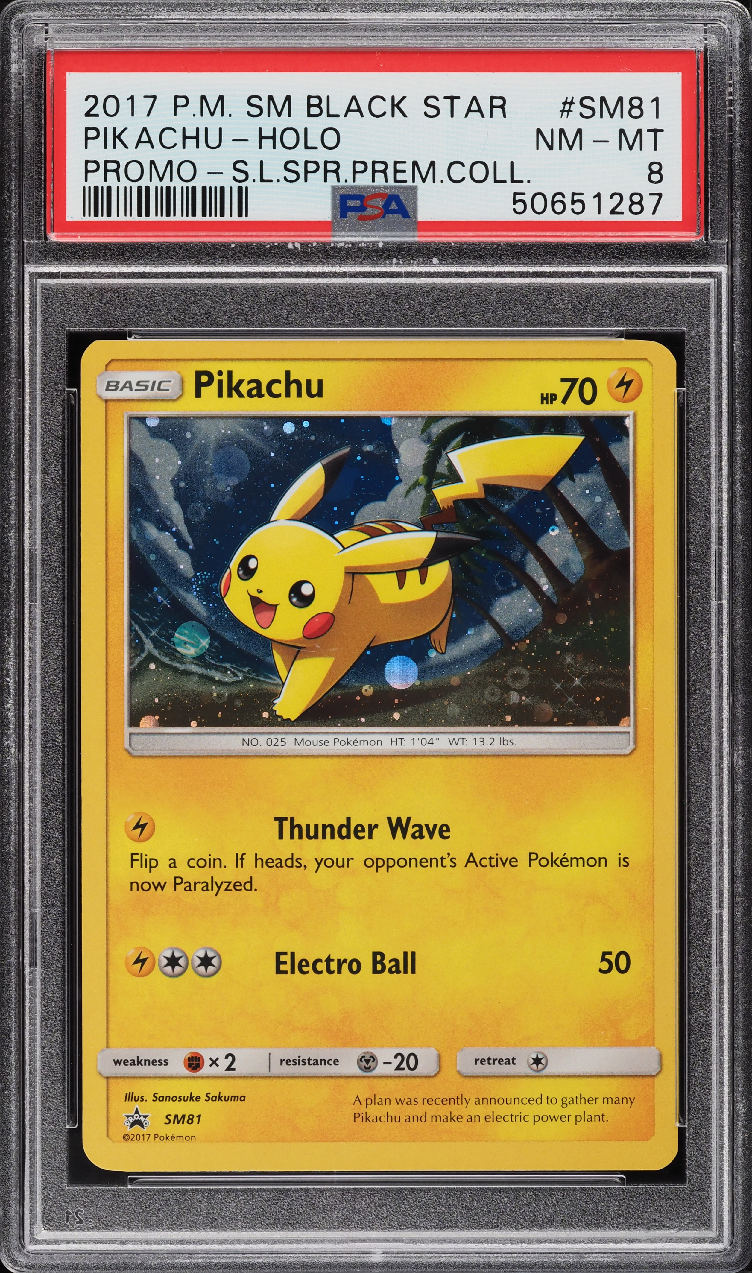 2017 Pokemon SM Black Star Promo S.L. Premium Holo Pikachu #SM81