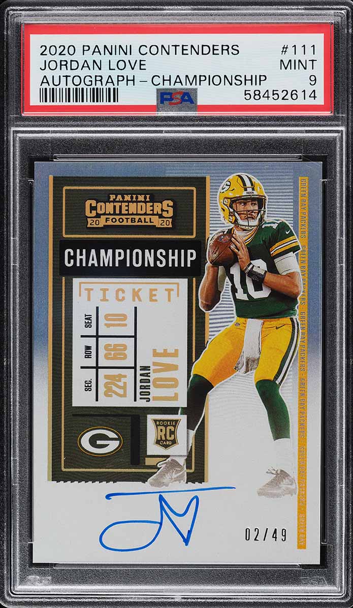 2020 Panini Contenders Championship Jordan Love ROOKIE RC AUTO /49 PSA 9 MINT
